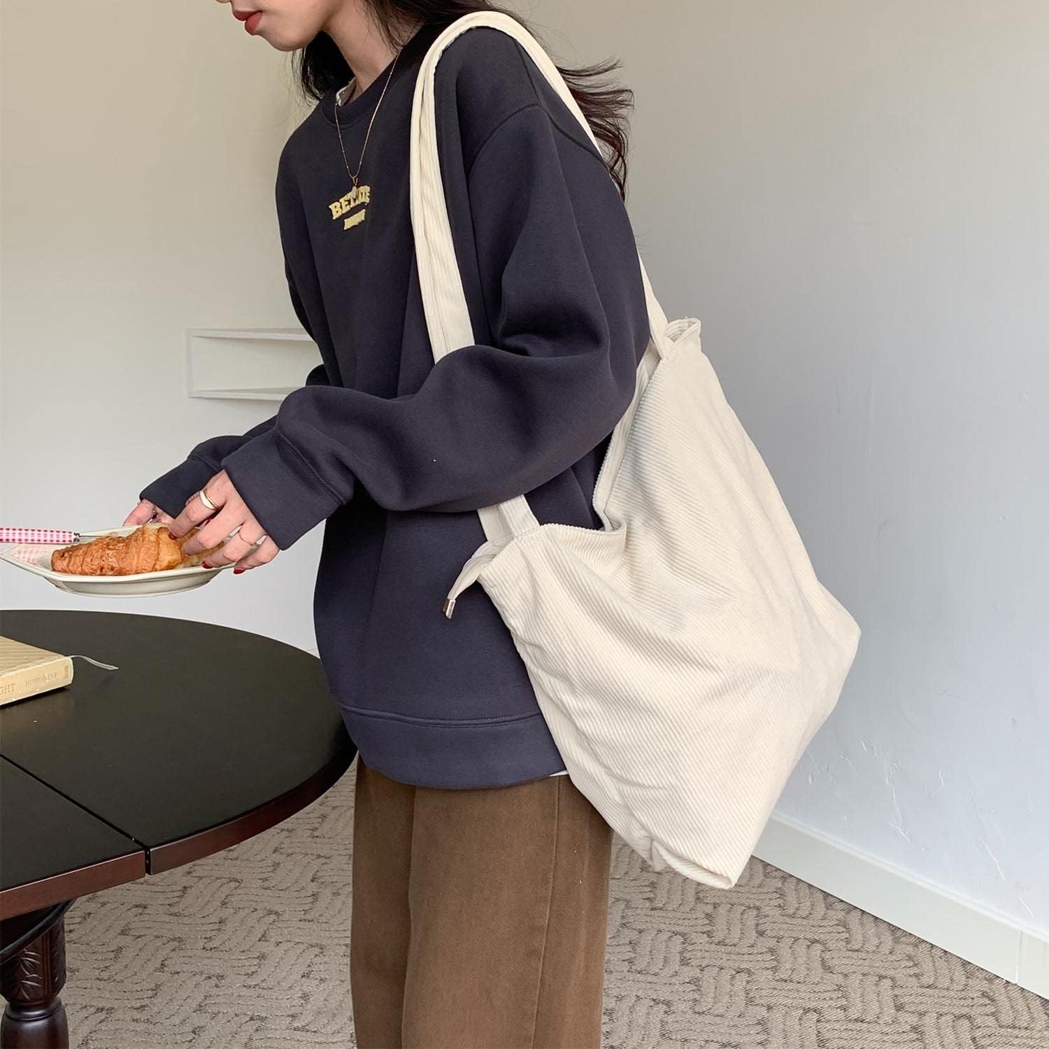 WantGor Women Corduroy Tote Bag