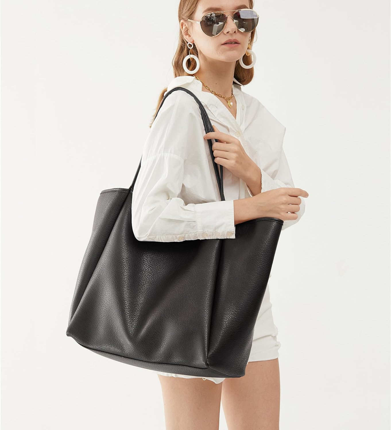 Oversize Pu Leather Tote Women