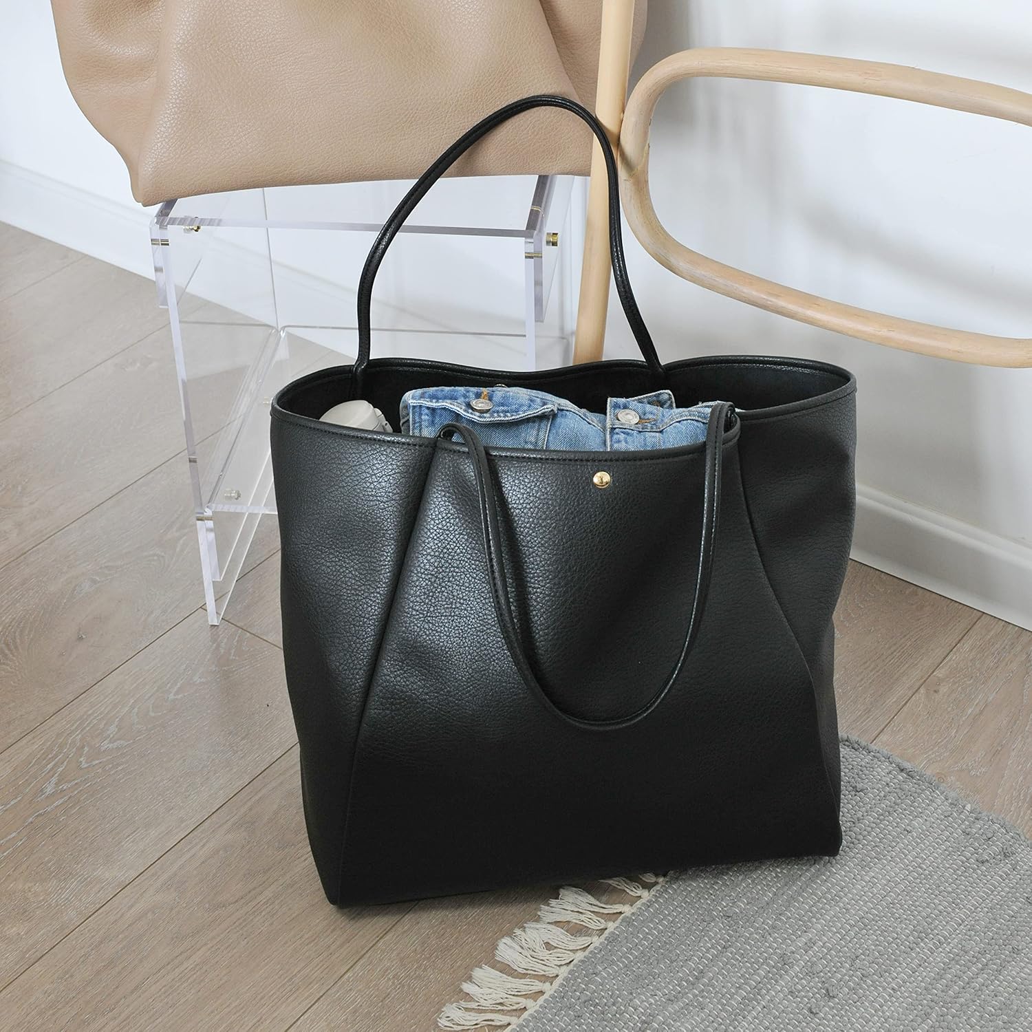 Oversize Pu Leather Tote Women